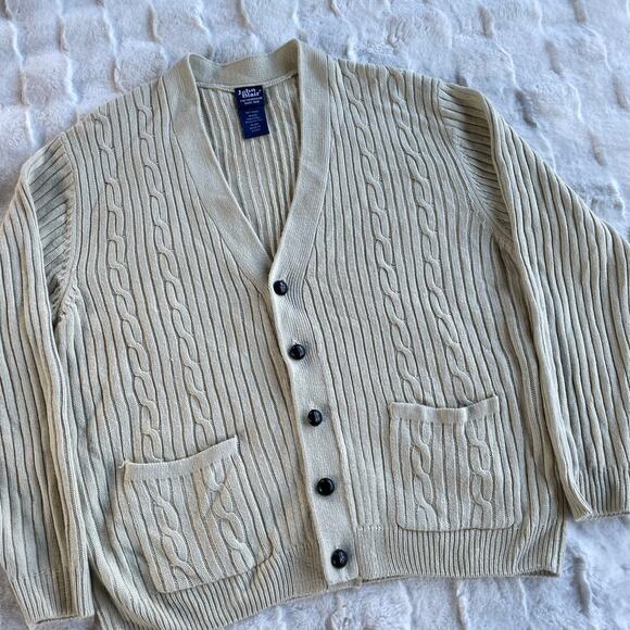 🔥Vintage 90s John Blair Classic Cable Knit Cardigan Sweater Grandpa Grunge Dad - Picture 5 of 16